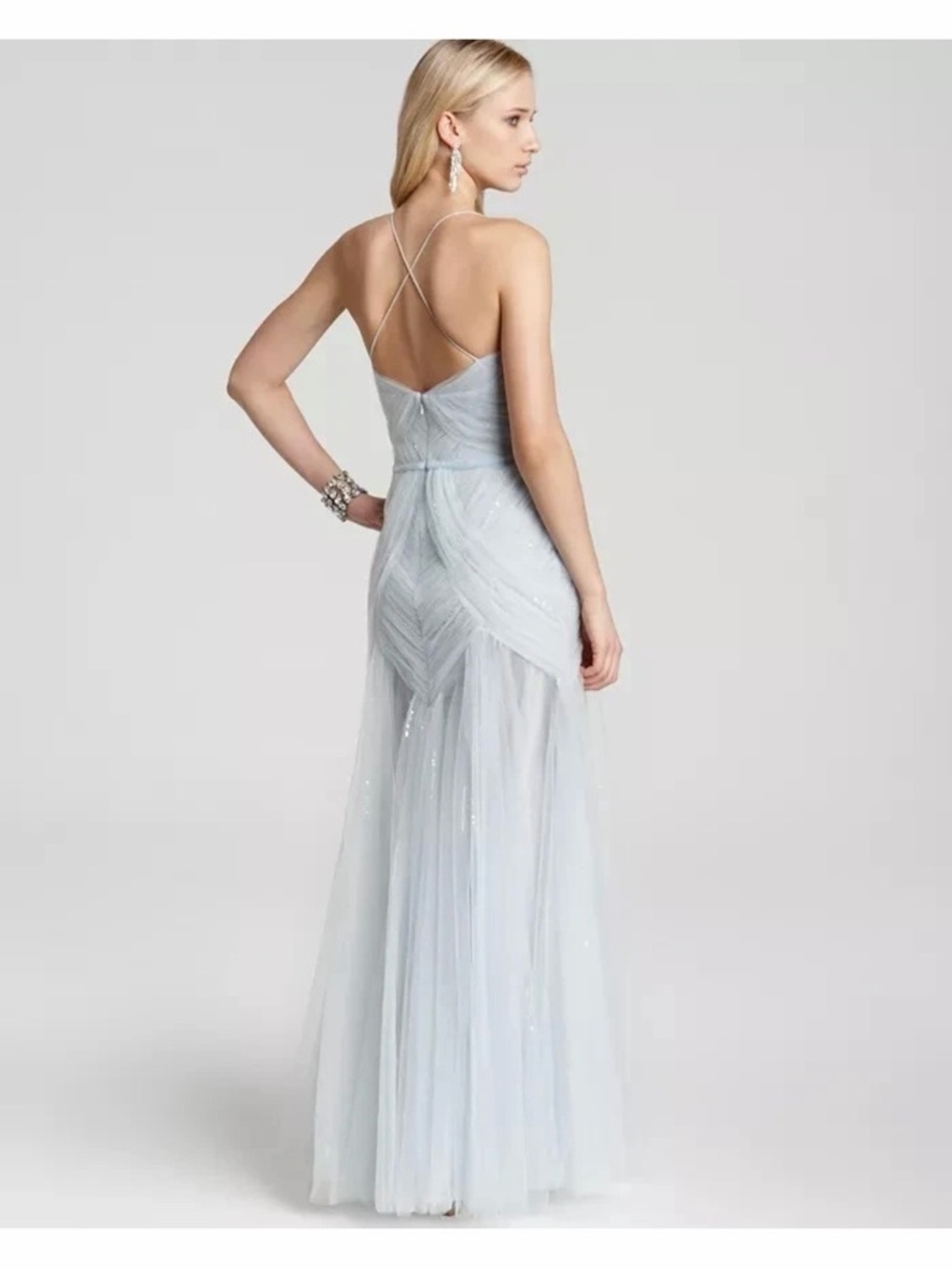 Mignon Vintage Gown Baby Blue Princess Tulle sz 2 NWT $970 Bridal Gala Beaded - Picture 3 of 4
